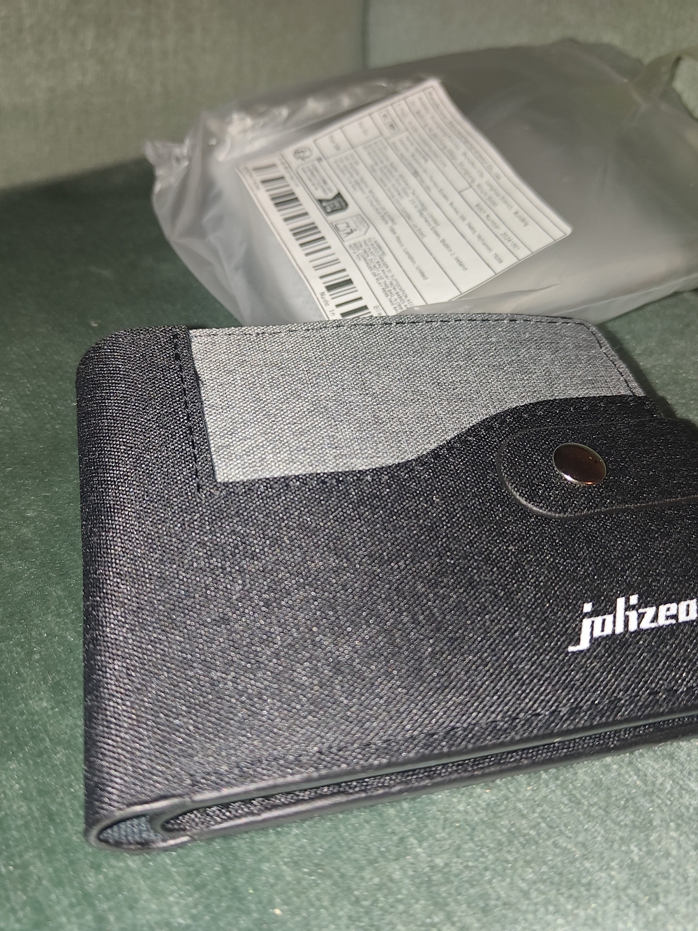 Julized Black and Gray Snap Card Wallet